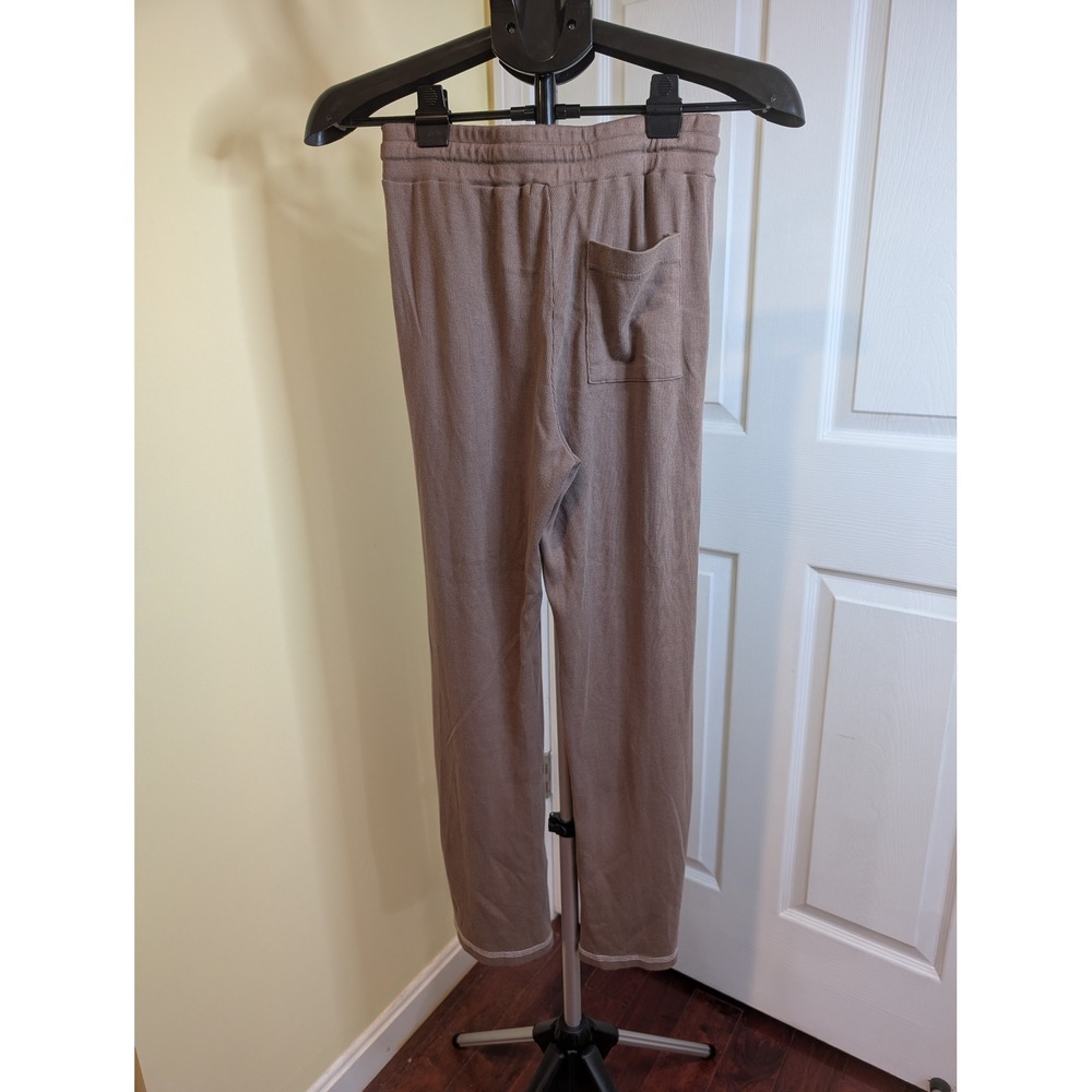 Sundry Ribbed Knit Wide Leg Lounge Pants Brown Drawstring - Size XS - Picture 3 of 6